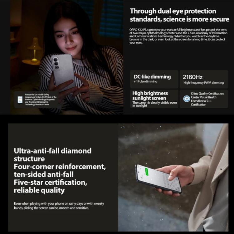 OPPO K12 Plus, 12GB+256GB, Screen Fingerprint, 6.7 inch ColorOS 14.0 Qualcomm Snapdragon 7 Gen 3 Octa Core, OTG, NFC, Network: 5G