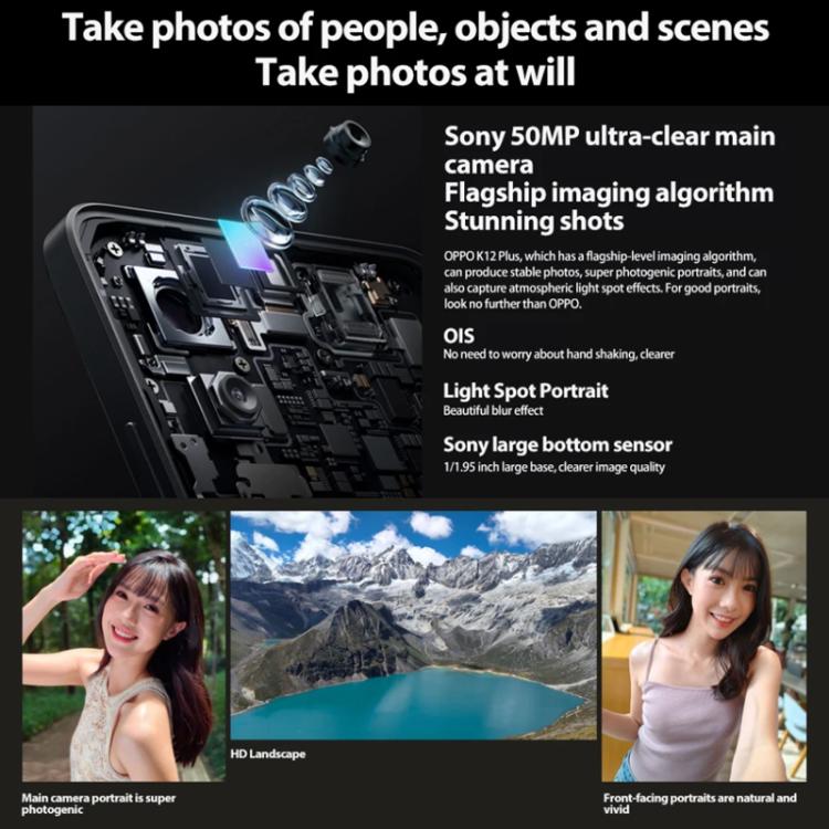 OPPO K12 Plus, 12GB+256GB, Screen Fingerprint, 6.7 inch ColorOS 14.0 Qualcomm Snapdragon 7 Gen 3 Octa Core, OTG, NFC, Network: 5G