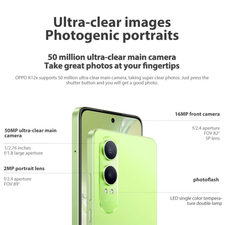 OPPO K12x 5G, 8GB+128GB, Screen Fingerprint,  6.67 inch ColorOS 14.0 Qualcomm Snapdragon 695 5G Octa Core, OTG, Network: 5G