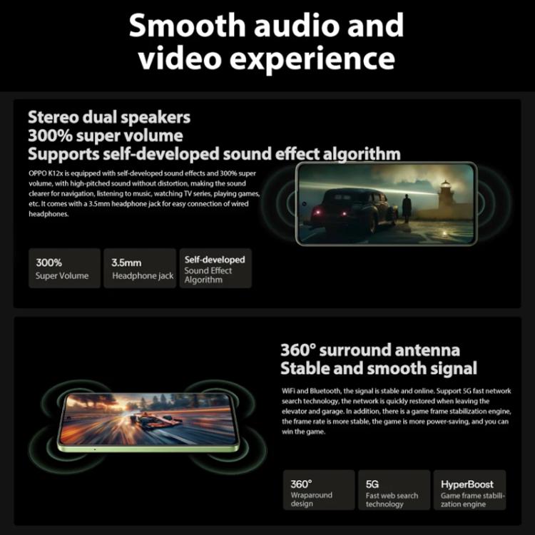 OPPO K12x 5G, 8GB+128GB, Screen Fingerprint,  6.67 inch ColorOS 14.0 Qualcomm Snapdragon 695 5G Octa Core, OTG, Network: 5G