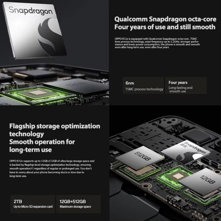 OPPO K12x 5G, 12GB+512GB, Screen Fingerprint,  6.67 inch ColorOS 14.0 Qualcomm Snapdragon 695 5G Octa Core, OTG, Network: 5G