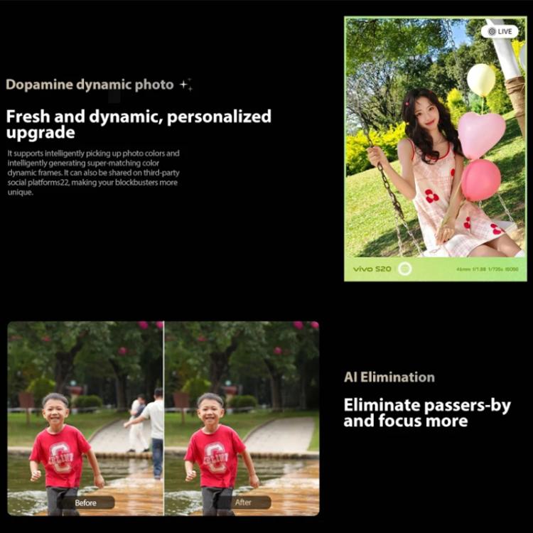 vivo S20, 12GB+256GB, Face ID / Screen Fingerprint Identification, 6.67 inch Android 15 Snapdragon 7 Gen 3 Octa Core, OTG, NFC, Network: 5G