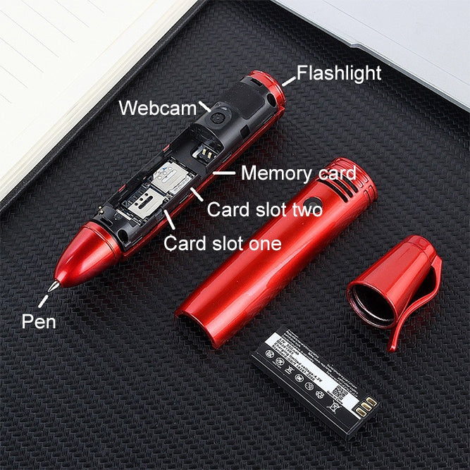 Multifunctional Remote Noise Reduction Back-clip Recording Pen with 0.96 inch Color Screen, Dual SIM Dual Standby, Support Bluetooth, GSM, LED Light, Handwriting