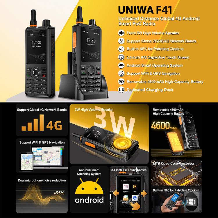 UNIWA F41 Rugged Phone, 1GB+8GB, 2.4 inch MediaTek MT6739,  4600mAh Battery, 21 Keys, Network: 4G