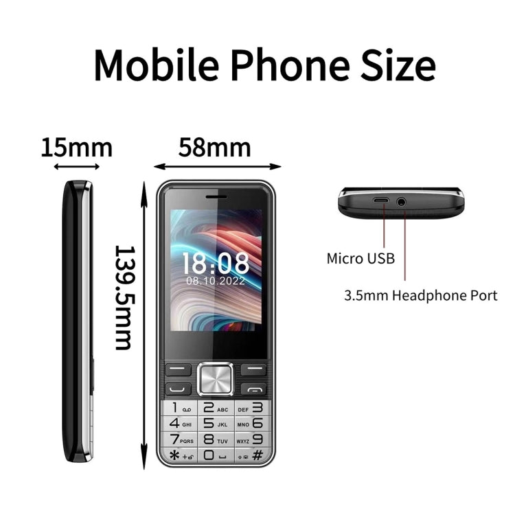 S5630, 2.8 inch, 3000mAh, 21 Key, Support Bluetooth, Flashlight, GSM, Quad SIM