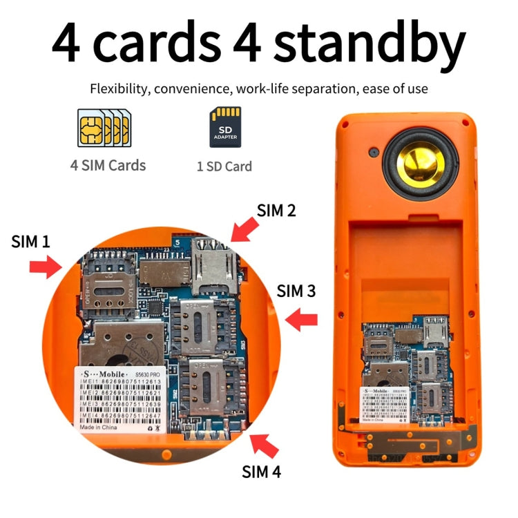 S5630, 2.8 inch, 3000mAh, 21 Key, Support Bluetooth, Flashlight, GSM, Quad SIM