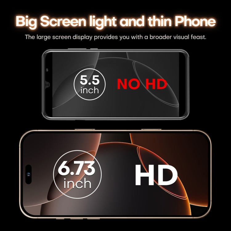 i16 Pro Max / A08, 3GB+32GB, 6.73 inch Screen, Face Identification, Android 8.1 MTK6753 Octa Core, Network: 3G, Dual SIM, UK Plug