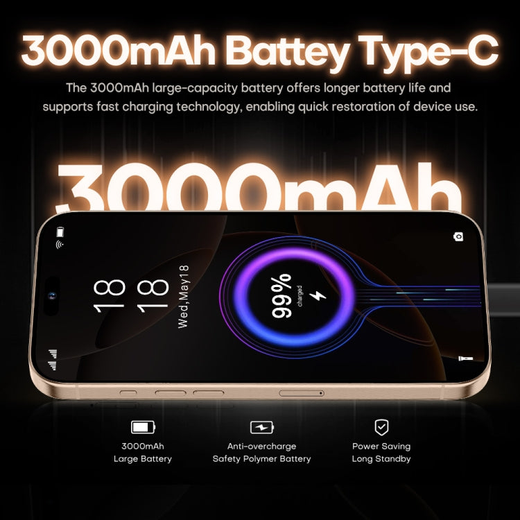 i16 Pro Max / A08A, 3GB+64GB, 6.73 inch Screen, Face Identification, Android 8.1 MTK6753 Octa Core, Network: 4G, Dual SIM, UK Plug