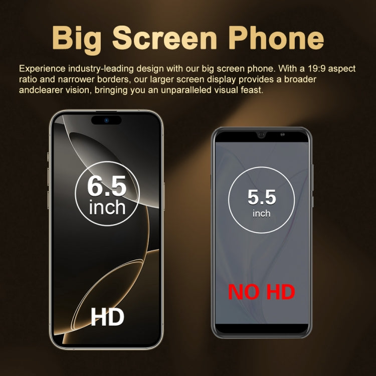 i16 Pro Max / Q5A, 6GB+128GB, 6.5 inch Screen, Face Identification, Android 10 MTK6762 Octa Core, OTG, NFC, Network: 4G, Dual SIM, EU Plug