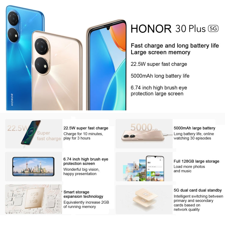 Dual Back Cameras, Face ID & Side Fingerprint Identification, 6.74 inch Magic UI 5.0 Dimensity 700 Octa Core up to 2.2GHz, Network: 5G, OTG, Not Support Google Play
