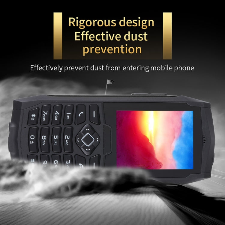 IP68 Waterproof Dustproof Shockproof, 2.4 inch, MTK6261D, 2000mAh Battery, Loud Box Speaker, FM, Network: 2G, Dual SIM