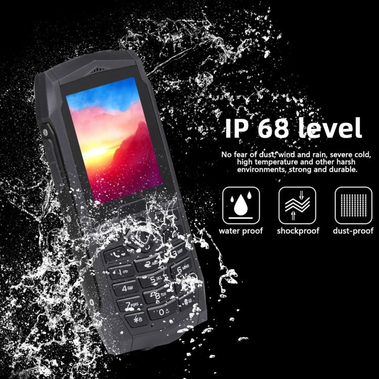 IP68 Waterproof Dustproof Shockproof, 2.4 inch, MTK6261D, 2000mAh Battery, Loud Box Speaker, FM, Network: 2G, Dual SIM
