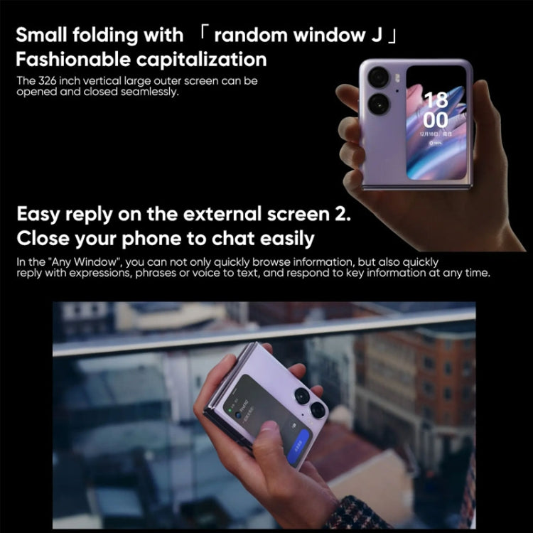 Dual Rear Cameras, Face ID & Side Fingerprint Identification, 6.8 inch + 3.26 inch Screen, ColorOS 13 Dimensity 9000+ Octa Core up to 3.2GHz, Support Google Play