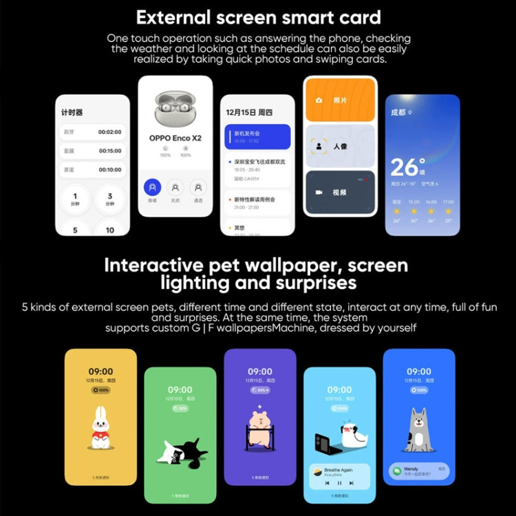 Dual Rear Cameras, Face ID & Side Fingerprint Identification, 6.8 inch + 3.26 inch Screen, ColorOS 13 Dimensity 9000+ Octa Core up to 3.2GHz, Support Google Play