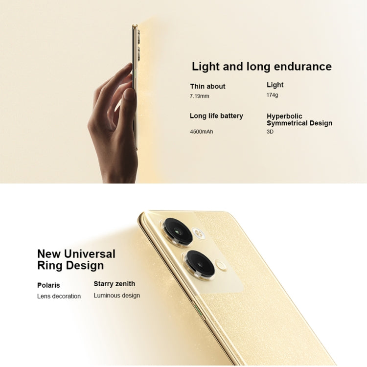 Dual Back Cameras, 6.7 inch ColorOS 13 / Android 13 Qualcomm Snapdragon 778G 5G Octa Core up to 2.4Ghz, Network: 5G, Support Google Play