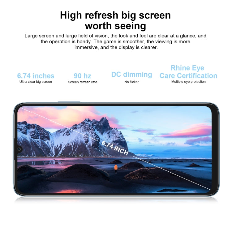 Dual Back Cameras, Side Fingerprint Identification, 6000mAh Battery, 6.74inch Magic UI 6.1 / Android 12  Dimensity 6020 Octa Core, Network: 5G, OTG, Not Support Google Play