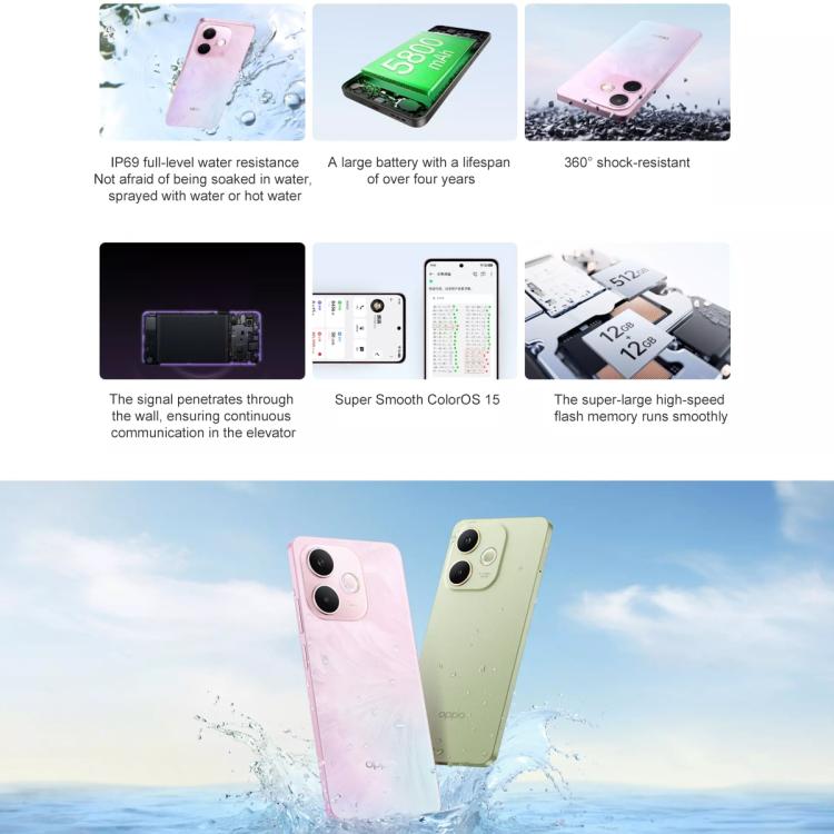 OPPO A5 Vitality 5G, 12GB+256GB, Side Fingerprint, 6.67 inch ColorOS 15.0 MediaTek Dimensity 6300 Octa Core, OTG, Network: 5G