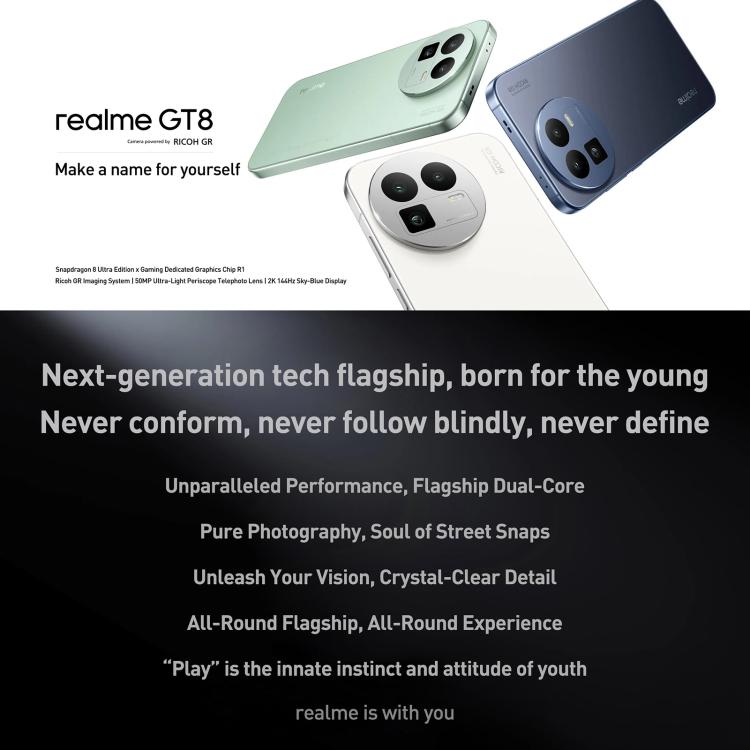 Realme GT8, 12GB+256GB, 6.79 inch Realme UI 7.0 Android 16 Snapdragon 8 Elite Octa Core, NFC, OTG, Network: 5G