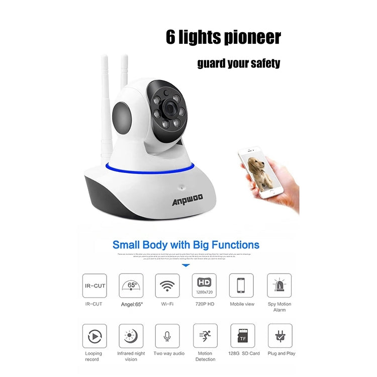Anpwoo AP001 1.0MP 720P HD WiFi IP Camera, Support Motion Detection / Night Vision