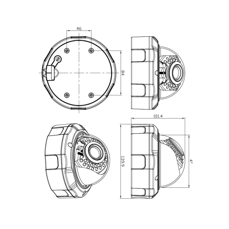TV-537H5/IP AF POE H.264++ 5MP IP Dome Camera Auto Focus 4x Zoom 2.8-12MM Lens Surveillance Cameras