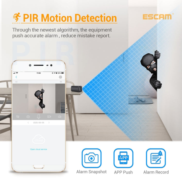 ESCAM G18 1080P Full HD Rechargeable Battery WiFi IP Camera, Support Night Vision / PIR Motion Detection / TF Card / Two Way Audio
