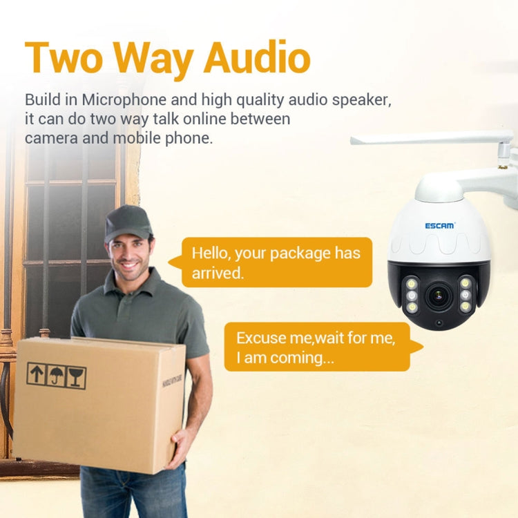 ESCAM Q5068 H.265 5MP Pan / Tilt / 4X Zoom WiFi Waterproof IP Camera, Support ONVIF Two Way Talk & Night Vision, AU Plug