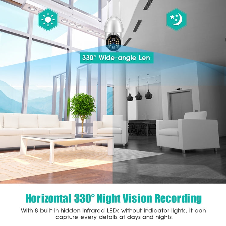 QX33 1080P Panoramic PTZ 360 Degree Rotating WIFI Camera, Support Day and Night Full Color & Two-way Voice Intercom & Motion Detection Alarm & Video Playback & 64GB TF Card, AU Plug