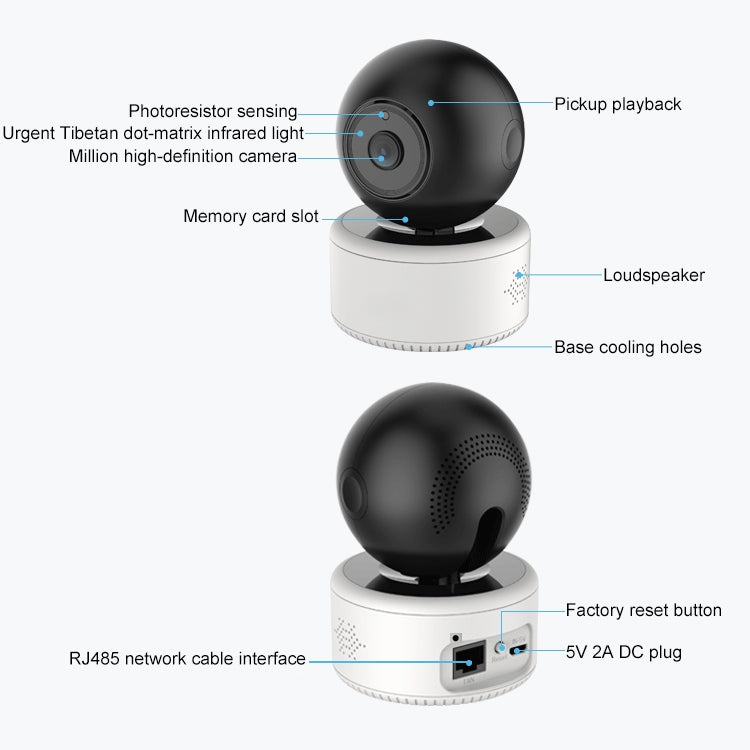 YT46 HD Wireless Indoor Network Shaking Head Camera, Support Motion Detection & Infrared Night Vision & Micro SD Card, AU Plug