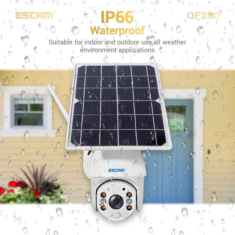 ESCAM QF280 HD 1080P IP66 Waterproof WiFi Solar Panel PT IP Camera without Battery, Support Night Vision / Motion Detection / TF Card / Two Way Audio