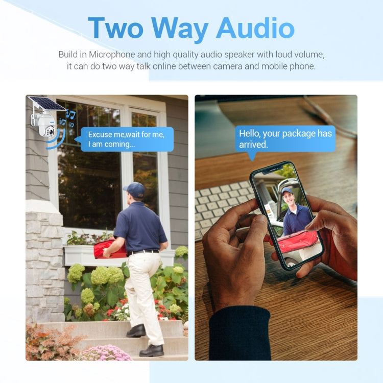 ESCAM QF480 US Version HD 1080P IP66 Waterproof 4G Solar Panel PT IP Camera without Battery, Support Night Vision / Motion Detection / TF Card / Two Way Audio