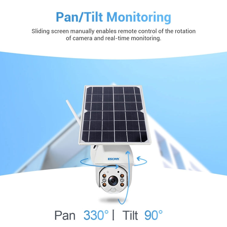 ESCAM QF480 EU Version HD 1080P IP66 Waterproof 4G Solar Panel PT IP Camera without Battery, Support Night Vision / Motion Detection / TF Card / Two Way Audio
