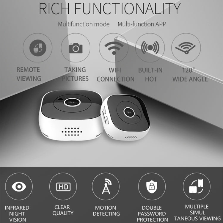 H9 Mini HD 1280 x 720P 120 Degree Wide Angle Wearable Smart Wireless WiFi Surveillance Camera