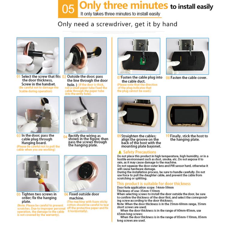 45AHD 4.5 inch Motion Detection Camera Video Smart Digital Door Viewer