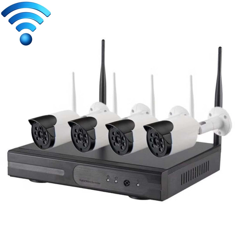 4CH HD 720P 1.0 Mega Pixel 2.4GHz WiFi IP Bullet Camera + NVR Kit