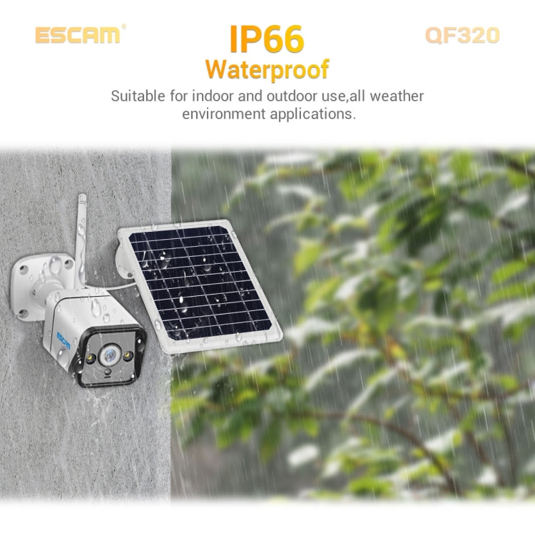 ESCAM QF320 HD 1080P 4G Solar Panel IP Camera, Support Night Vision & TF Card & PIR Motion Detection & Two Way Audio