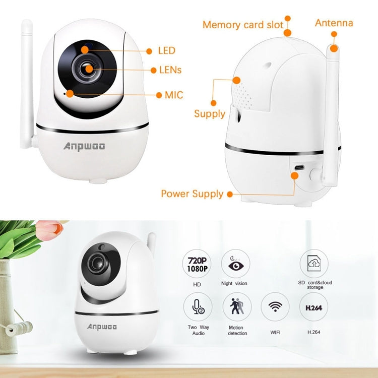 Anpwoo YT008 720P HD WiFi IP Camera, Support Motion Detection & Infrared Night Vision & SD Card(Max 32GB)