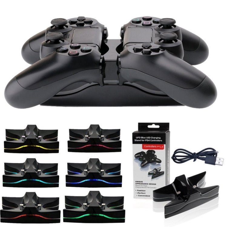 Special UFO Shape 2 x USB Charging Dock Station Stand / Controller Charging Stand for PS4 Playstation 4  with Multi Colors LED