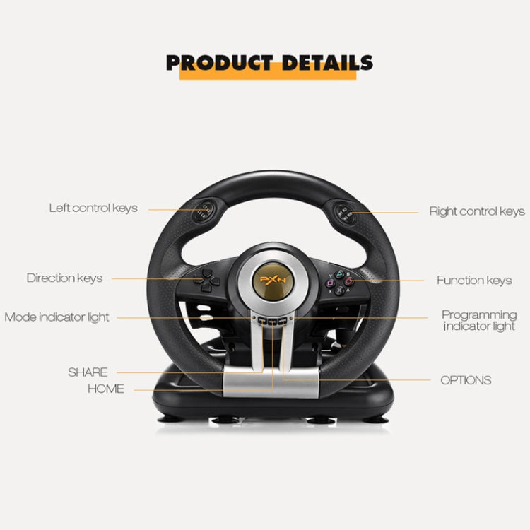 PXN-V3 Racing Game Steering Wheel for PC / PS3 / 4 / xbox one / switch