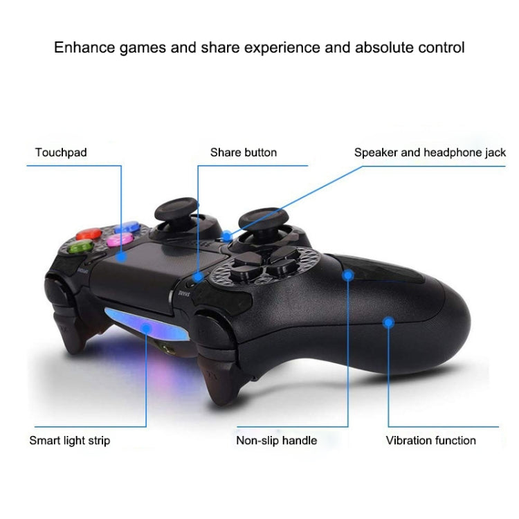 Wireless Bluetooth Diamond Texture Shock Touch Plate Game Handle Controller with Smart Indicator for Sony PS4