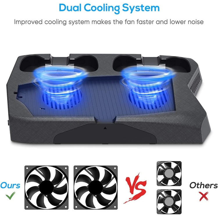 KJH P5-010-2 Multi-function Charging Cooling Fan Base with Storage Tray Bracket For PS5 De / UHD