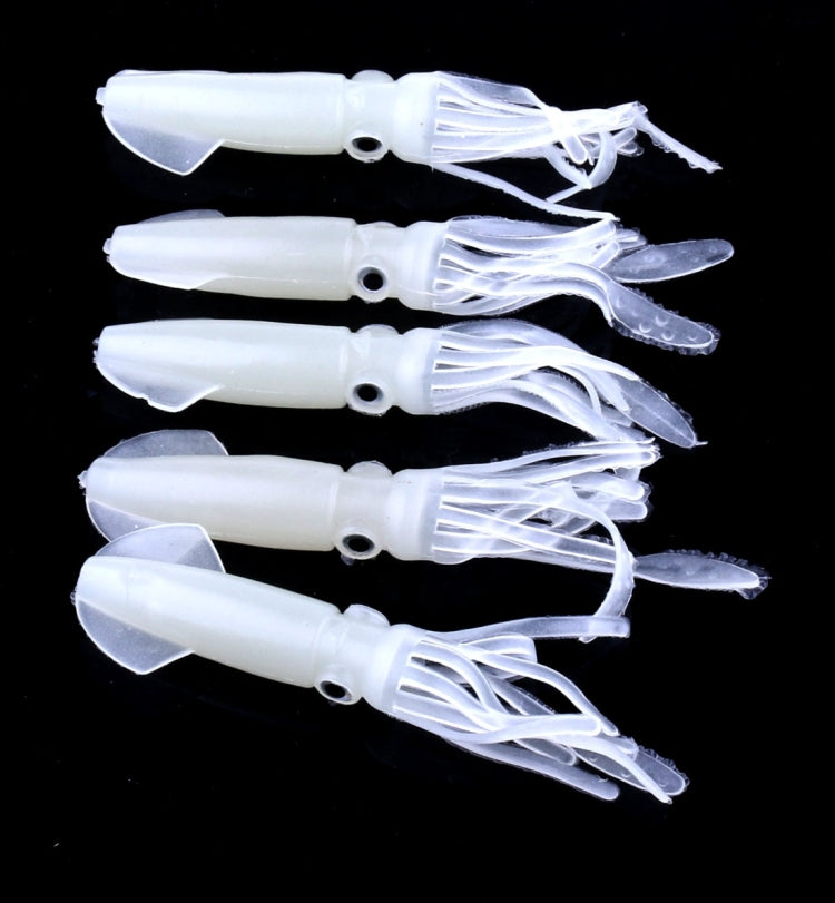 HENGJIA 5 PCS Squids Plastic Soft Baits Artificial Fishing Lures Bionic Fishing Bait, Length: 9 cm
