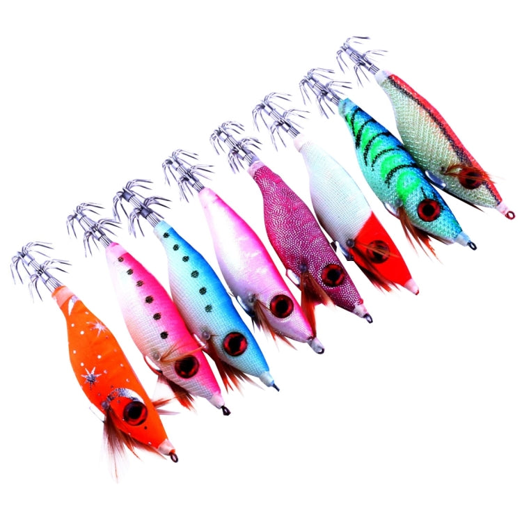 HENGJIA HENG JIA SJ011 8 in 1 10cm Noctilucent Plastic Hard Baits Squid Fishing Lures Set Fishing Tackle Baits, Random Color Delivery