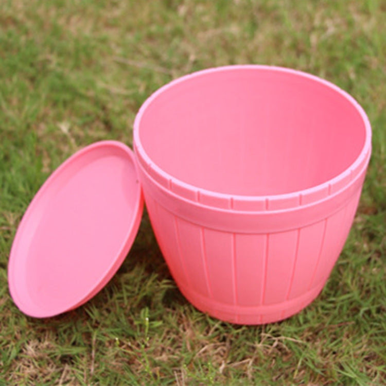 10 PCS Imitation Wooden Barrel Plastic Resin Flower Pot with Tray, Top Diameter: 19cm, Height: 16.5cm