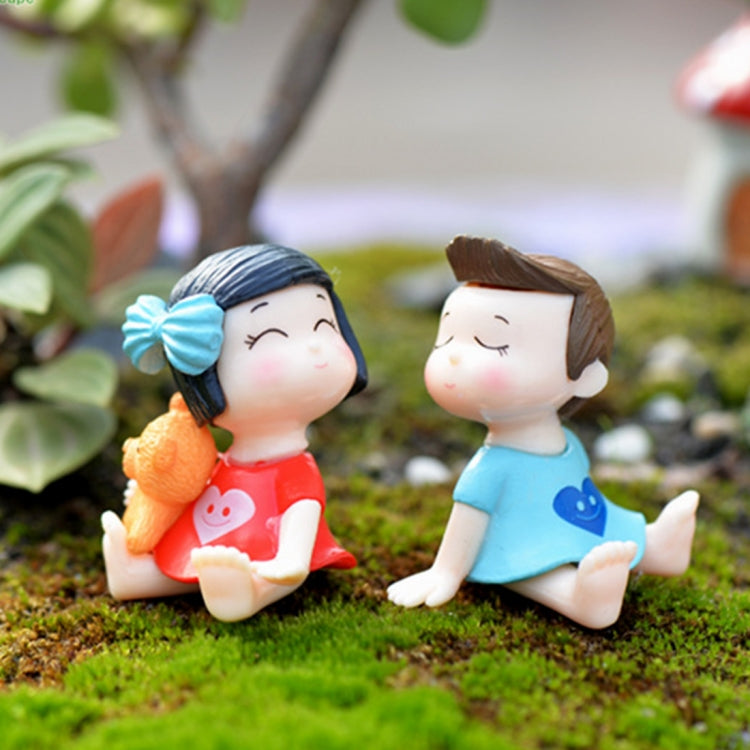 Lovers Bow Garden Dollhouse Decoration Moss Micro Landscape PVC Ornaments