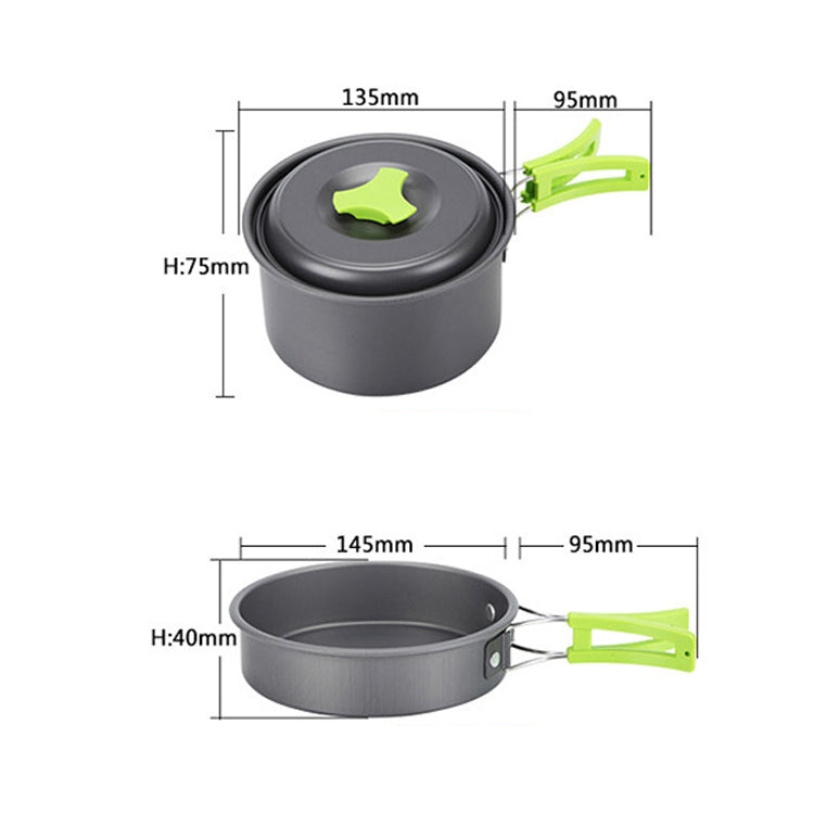 Aotu AT6385 Outdoor Camping Tableware Pots Cookwear Set for 1-2 Person