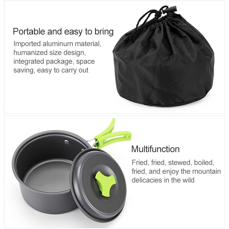Aotu AT6385 Outdoor Camping Tableware Pots Cookwear Set for 1-2 Person