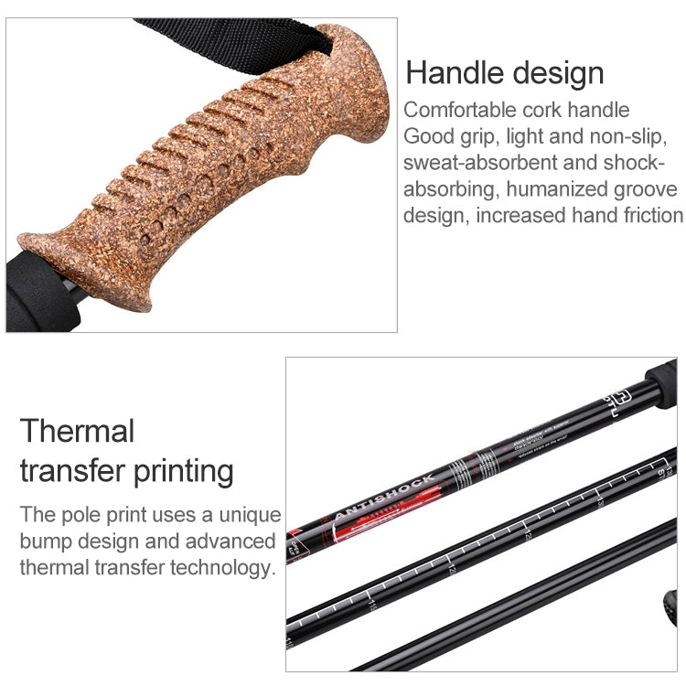Aotu AT7551 135cm Aluminum Alloy Outdoor Camping Corky Trekking Poles
