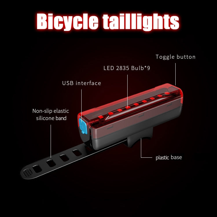 A02 Bicycle Taillight Bicycle Riding Motorcycle Electric Car LED Mountain Bike USB Charging Safety Warning Light (50 Hours, Color Box)