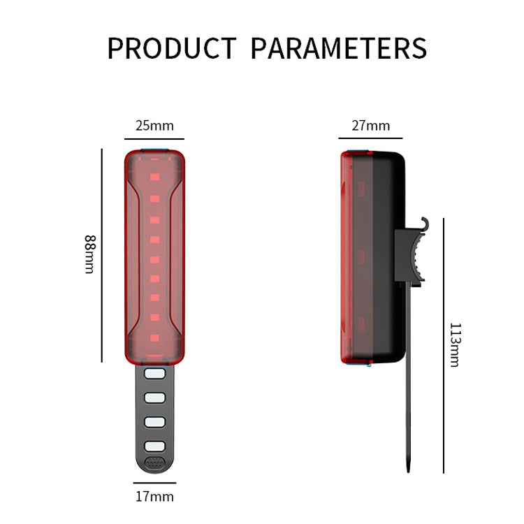 A02 Bicycle Taillight Bicycle Riding Motorcycle Electric Car LED Mountain Bike USB Charging Safety Warning Light (6 Hours, Plastic Bag)