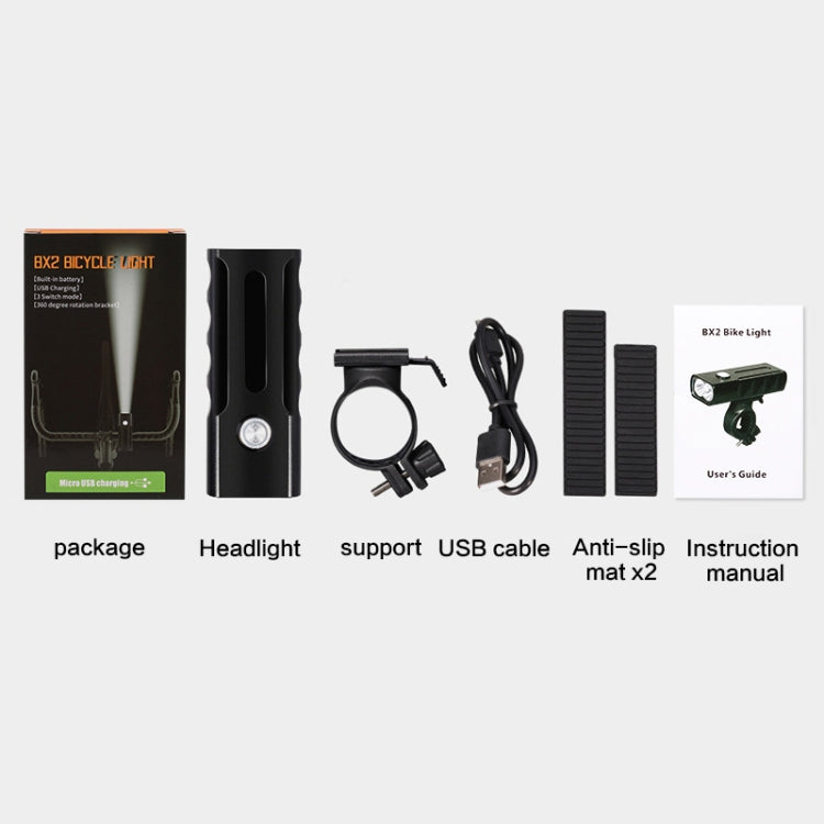 BX2 USB Charging Bicycle Light Front Handlebar Led Light (3 Hours, L2 Lamp Beads)